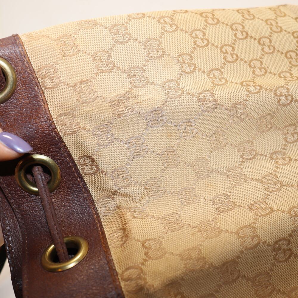 Gucci Vintage GG Canvas Leather Bucket Bag‎ with Aftermarket Strap - Picture 7 of 12